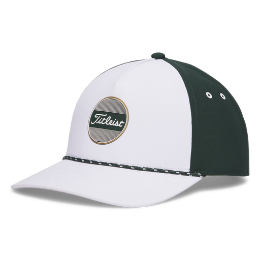 Titleist Limited Edition Tee Time Collection Boardwalk Rope Hat in white green and gold full view