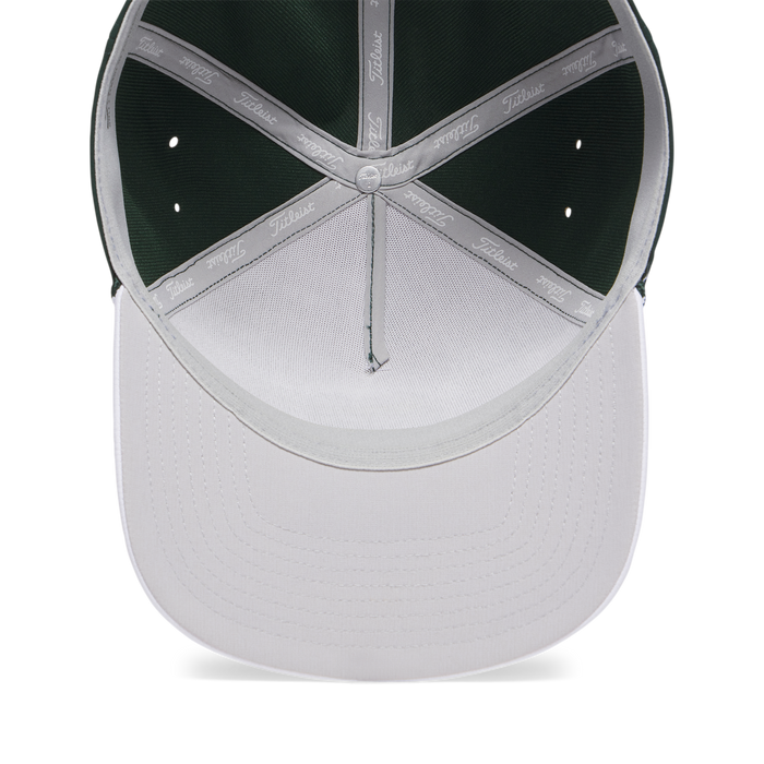 underside of the Titleist Limited Edition Tee Time Collection Boardwalk Rope Hat in white green and gold