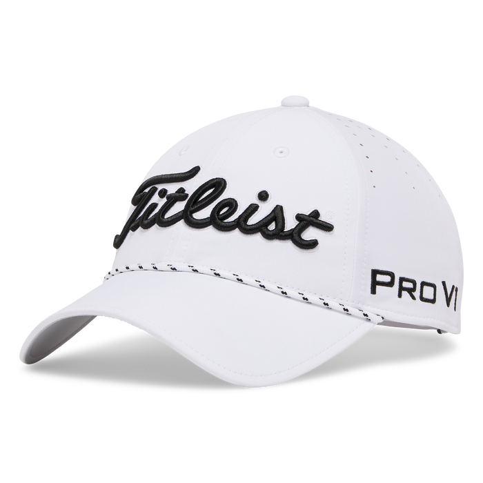 Titleist Tour Breezer Golf Hat 2026 in white white black logo