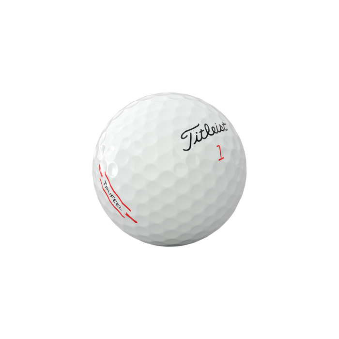 Titleist TruFeel Golf Balls - white golf ball view with tileist and trufeel logo