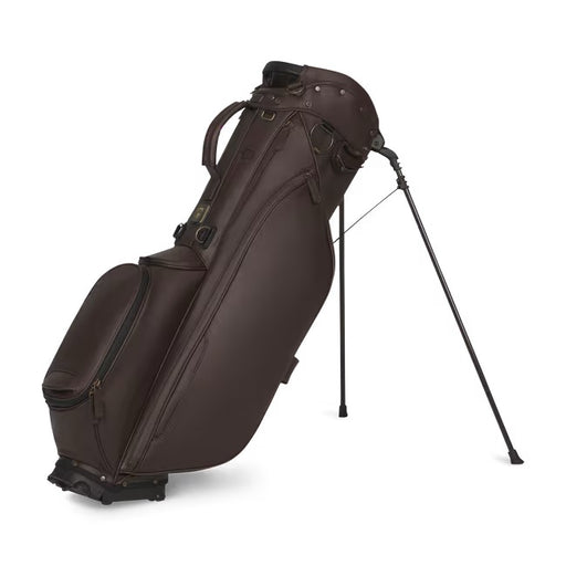 Titleist LINKSLEGEND Members golf stand bag in noble brown, side view featuring premium leather-look finish and stand.