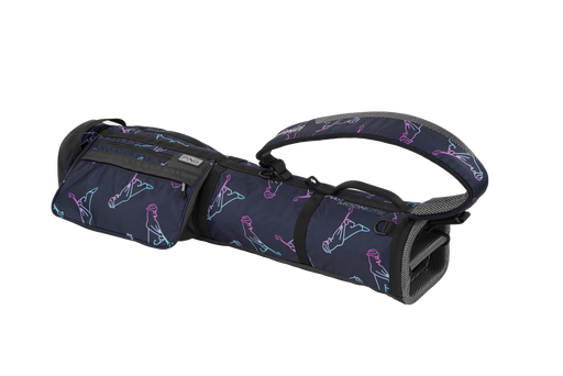 PING Moonlite Golf Stand Bag in navy with a hint of purple in the mr ping logos