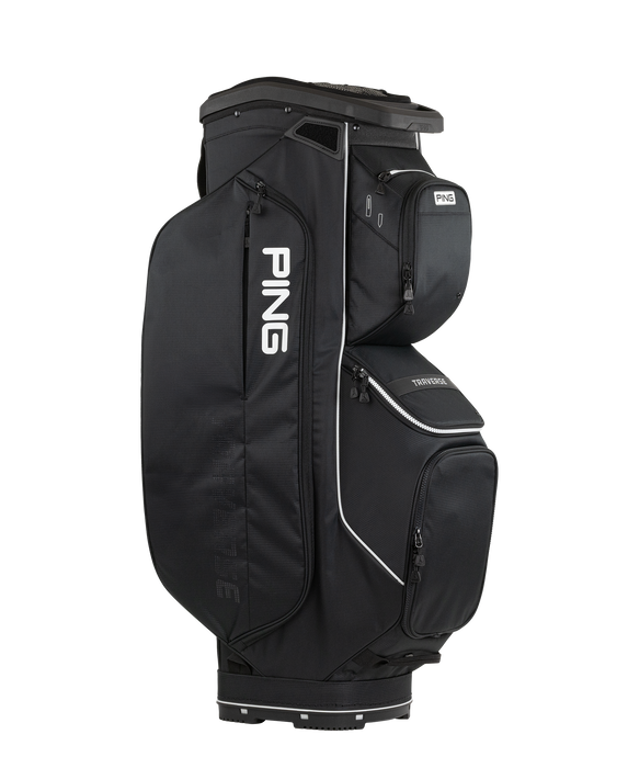 Ping Traverse Golf Cart bag in black full view of the bag