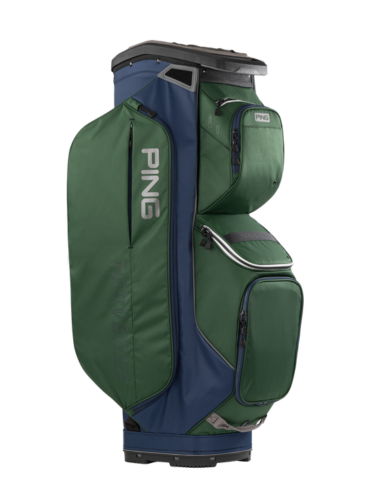 Ping Traverse Golf Cart bag in green and navy, full view