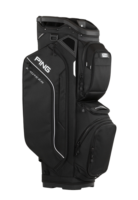 PING Pioneer Golf Cart Bag in black, full view of bag