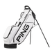 PING Hoofer Tour Golf Stand Bag - white black on its stand