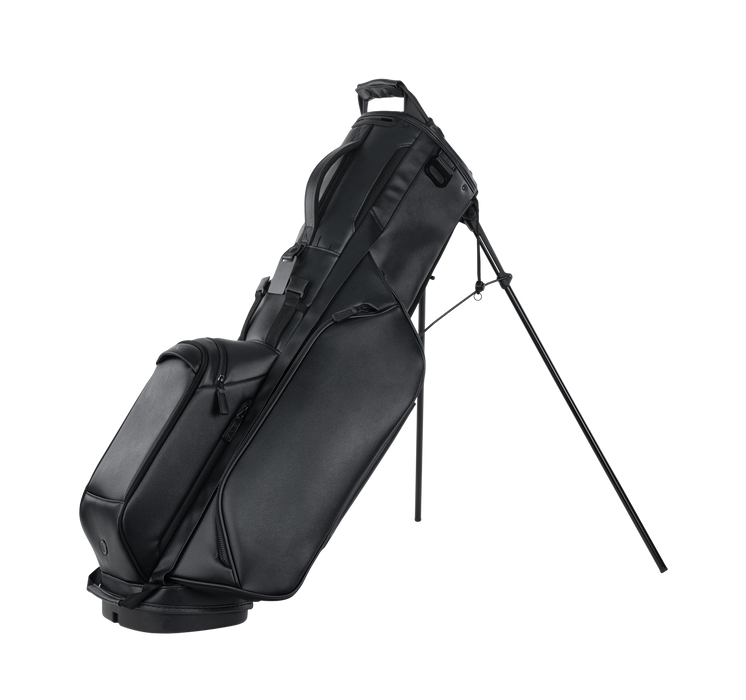 PING Reserve Golf Stand Carry Bag in black on its stand