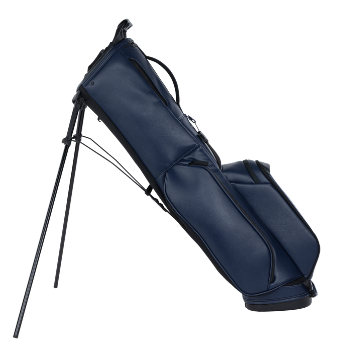 PING Reserve Golf Stand Carry Bag in navy on its stand side view