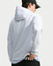 Back view of a white Nike Par Men's Therma-FIT golf hoodie with a textured fabric finish and hood.