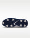 Nike Victory Pro 4 golf shoe showing the navy blue spiked outsole with white traction cleats and a central Nike Swoosh.