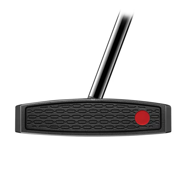 Scotty Cameron Phantom 5 OC Spec III putter face view, featuring a black textured milling pattern and a red dot detail.