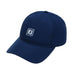 FootJoy Performance Golf Cap in navy, featuring a white embroidered FJ logo on the front in a classic six-panel design.