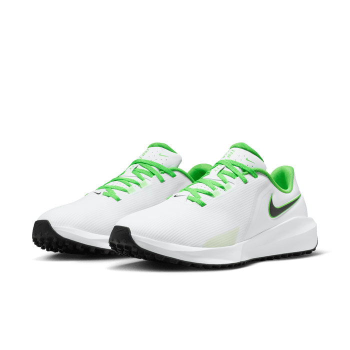 Nike Infinity Golf Shoes white and lime green pair view from the side