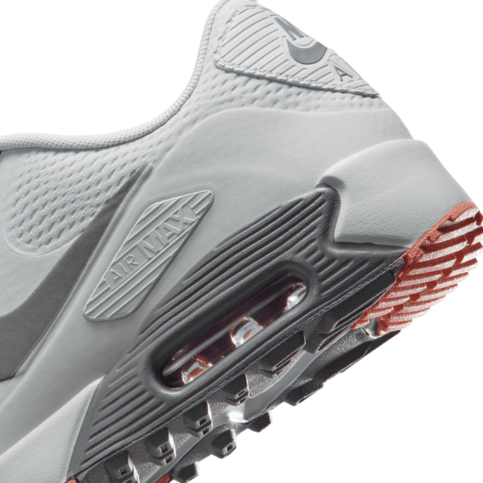 Nike Air Max 90 Golf Shoes in photon dust and red - view of the heel
