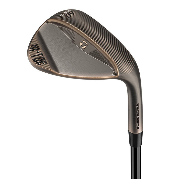 Taylormade Hi Toe 5 golf wedge in bronze finish, featuring a 60-degree loft and forged steel head, back view.