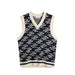 J.Lindeberg Anton Jacquard Knitted Vest in JL Navy with beige JL pattern all over