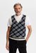 J.Lindeberg Anton Jacquard Knitted Vest in navy on male model face on