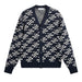 J.Lindeberg Denny Jacquard Knitted Cardigan in navy with all over JL pattern