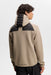 J.Lindeberg Heyden Quilt Hybrid Hood Golf Jacket in beige on model 