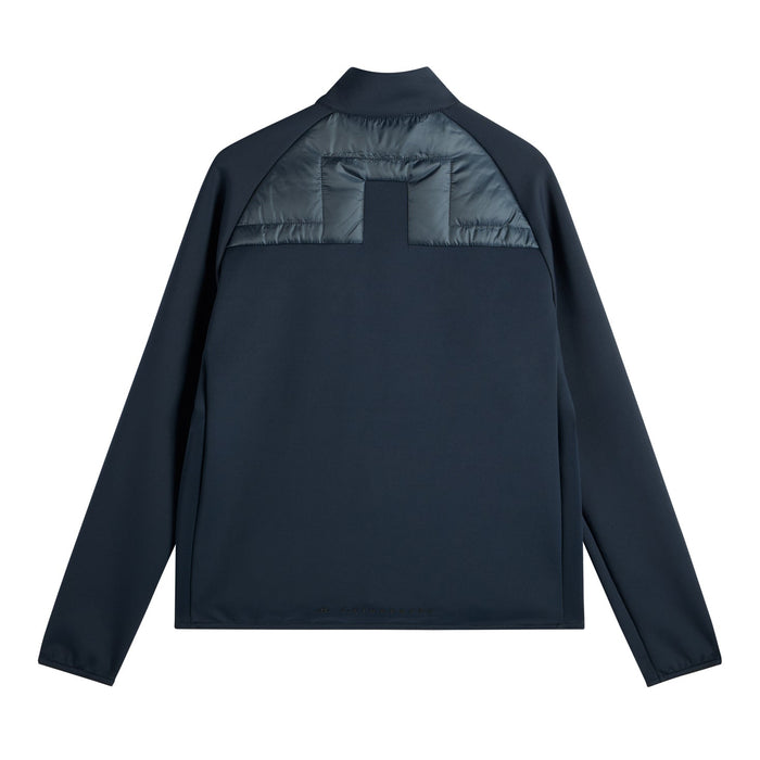 back of J.Lindeberg Heyden Quilt Hybrid Golf Jacket in navy