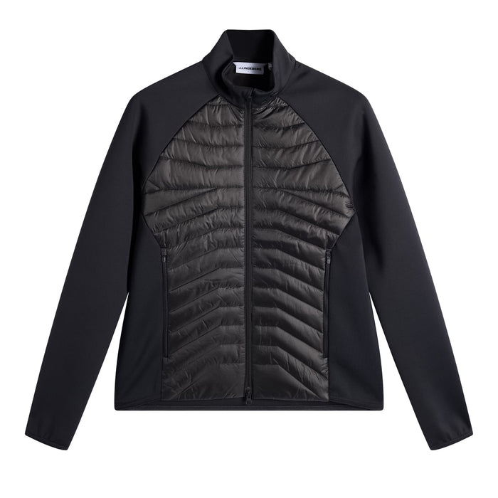 front of J.Lindeberg Heyden Quilt Hybrid Golf Jacket in black