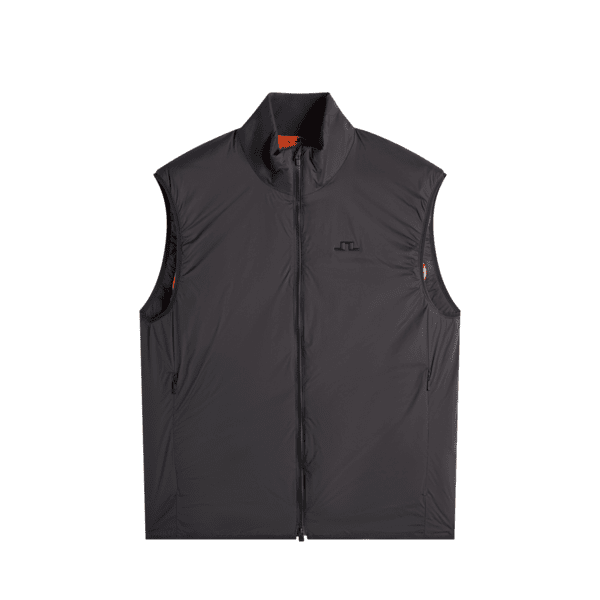 front of J.Lindeberg Clinton Padded Golf Vest in black