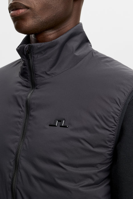 close up of J.Lindeberg Clinton Padded Golf Vest in black