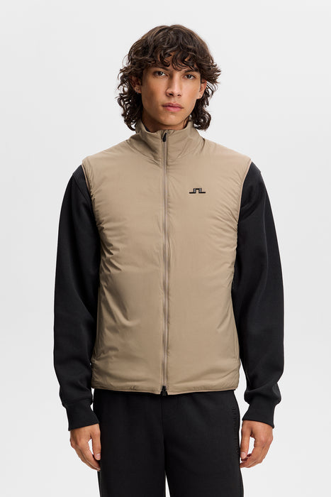 J.Lindeberg Clinton Padded Golf Vest in brindle on model