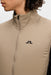 close up of logo on the J.Lindeberg Clinton Padded Golf Vest in brindle