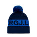 back of J.Lindeberg Tilo Beanie Bobble Golf Hat in navy