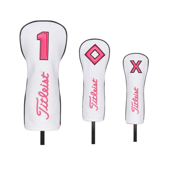 Titleist Leather Headcovers - White/Pink