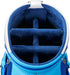 Mizuno Tour Staff golf bag top view showing blue velvet-lined club dividers and a white rim.