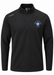 PING Ramsey black men's quarter-zip golf mid layer with Fore Get Me Not flower embroidery on the chest.