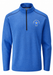 PING Ramsey Men's Fore Get Me Not golf mid layer in snorkel blue, front view with quarter-zip neck and floral chest logo.