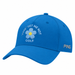 PING Fore Get Me Not golf hat in snorkel blue with embroidered flower graphic and side PING logo, front three-quarter view.