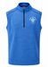 PING Ramsey men's golf vest in snorkel blue, front view with quarter-zip neck and floral chest embroidery.
