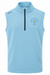 PING Ramsey men's sky blue golf vest, front view with quarter-zip neck and embroidered floral logo detail.
