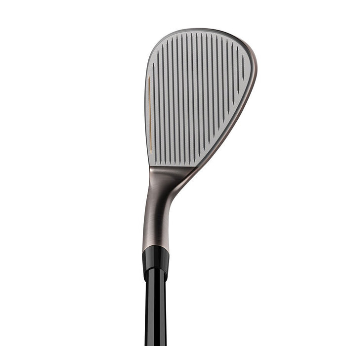 Taylormade Hi Toe 5 golf wedge, front view showing the textured face, bronze finish, and black steel shaft.
