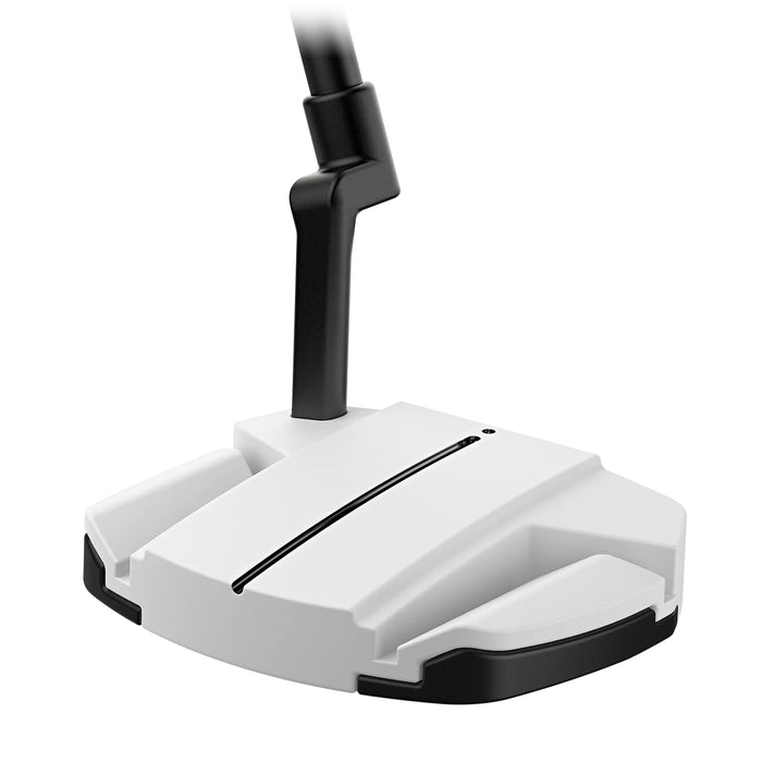 PING Scottsdale TEC Ally Blue H putter, showing the white mallet head, black shaft, and alignment line from above.