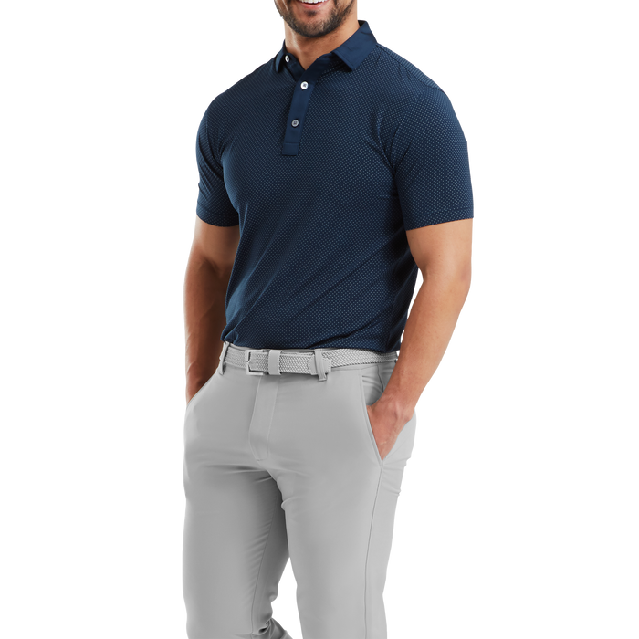 FootJoy Jacquard Dot Golf Polo Shirt - Navy/White