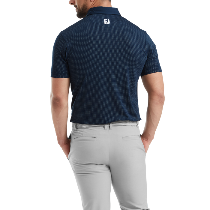 FootJoy Jacquard Dot Golf Polo Shirt - Navy/White