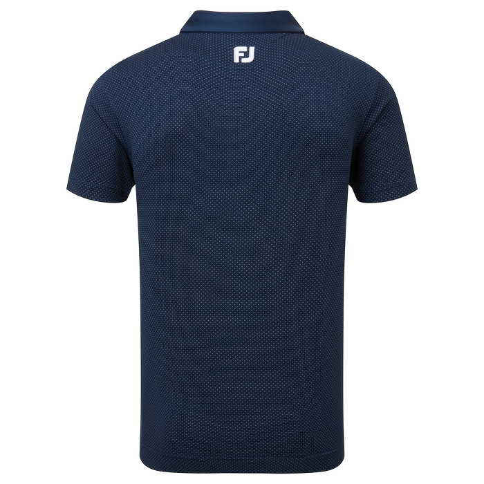 FootJoy Jacquard Dot Golf Polo Shirt Navy White Pin High Golf