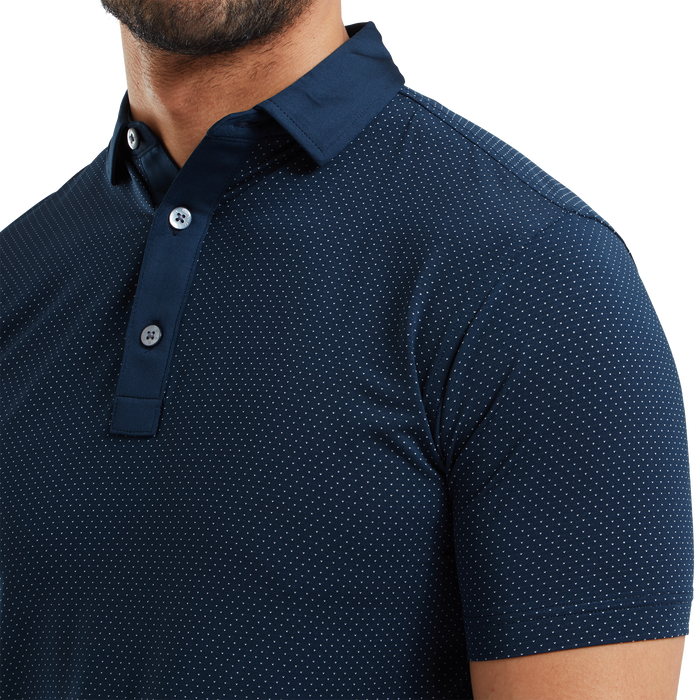 FootJoy Jacquard Dot Golf Polo Shirt - Navy/WhiteFootJoy Jacquard Dot Golf Polo Shirt - Navy/White