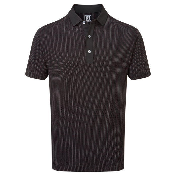 FootJoy Jacquard Dot Golf Polo Shirt - Black/Pink