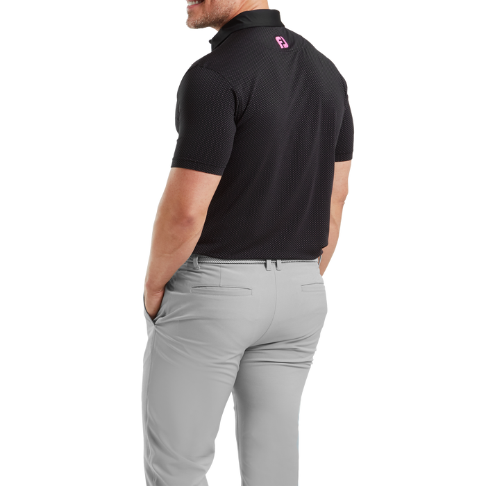 FootJoy Jacquard Dot Golf Polo Shirt - Black/Pink