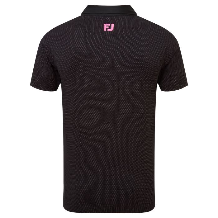 FootJoy Jacquard Dot Golf Polo Shirt - Black/Pink