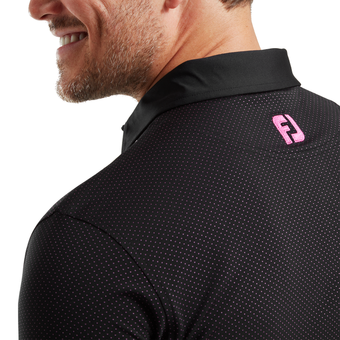 FootJoy Jacquard Dot Golf Polo Shirt - Black/Pink