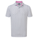 FootJoy Flying Wasp Print Lisle Golf Polo Shirt - White/Black/Pink