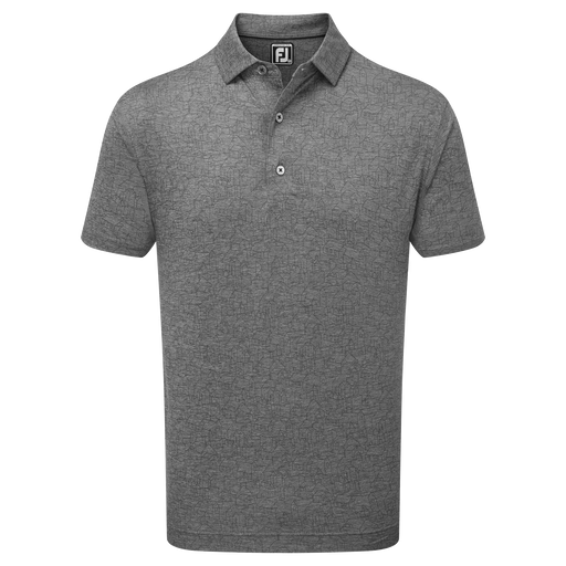 FootJoy Scottish Town Print Lisle Golf Polo Shirt - Heather Charcoal/Black