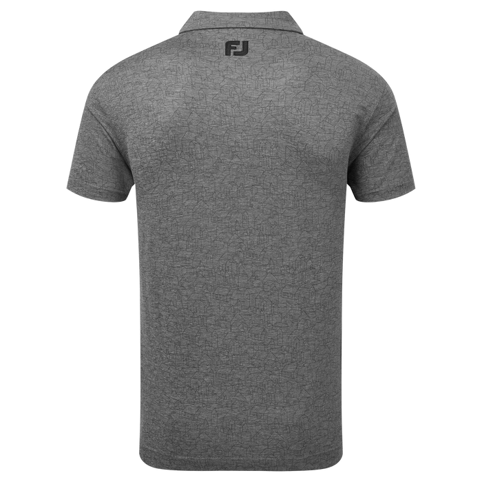 FootJoy Scottish Town Print Lisle Golf Polo Shirt - Heather Charcoal/Black